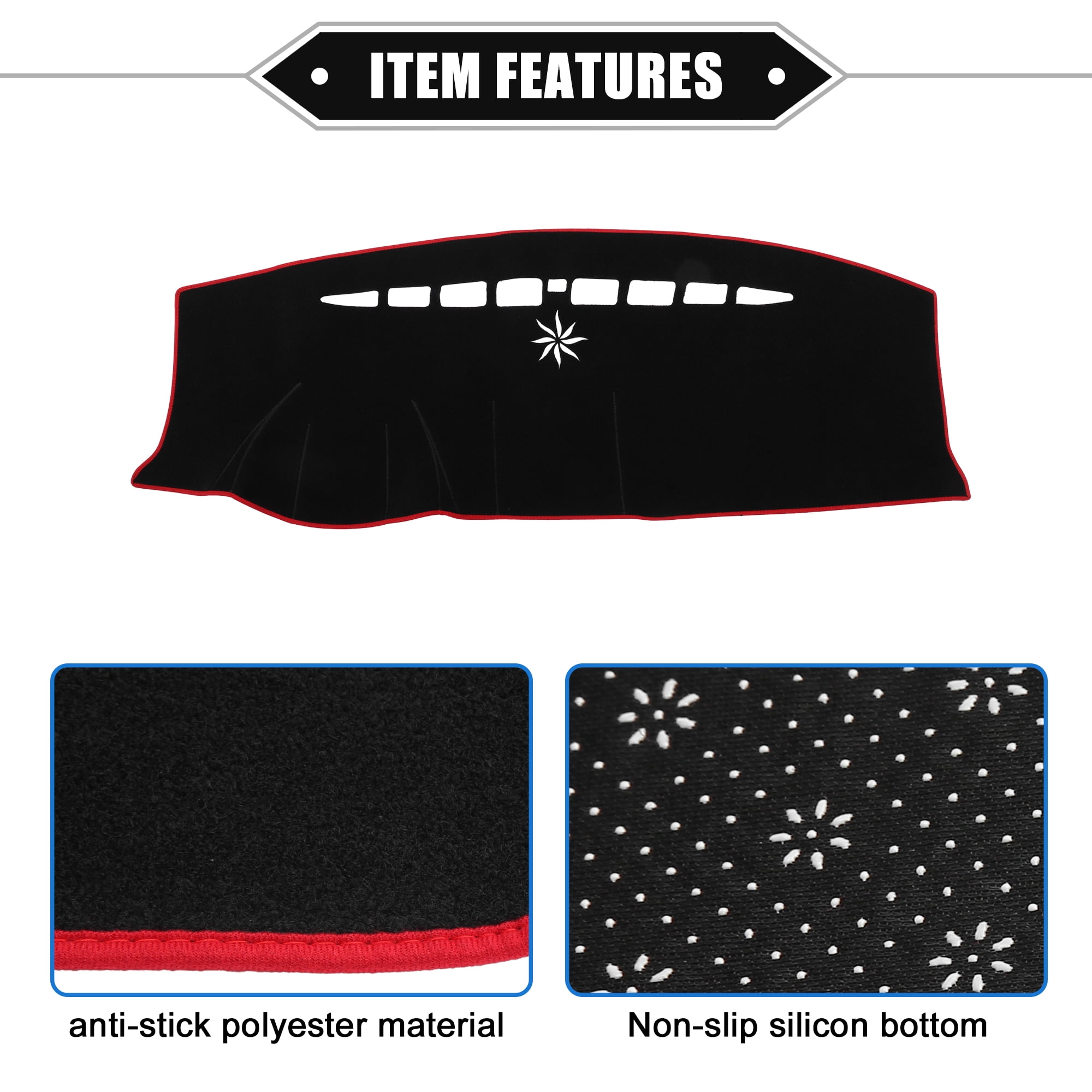 Unique Bargains 1Pcs Dashboard Cover Mat for Ford Edge 2011-2014 Nonslip Polyester Red Dash Board Protector Cover