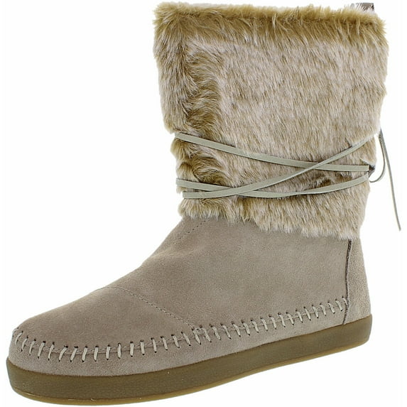 Toms Women's Nepal Oxford Tan Suede Faux Hair Mid-Calf Suede Boot - 8M