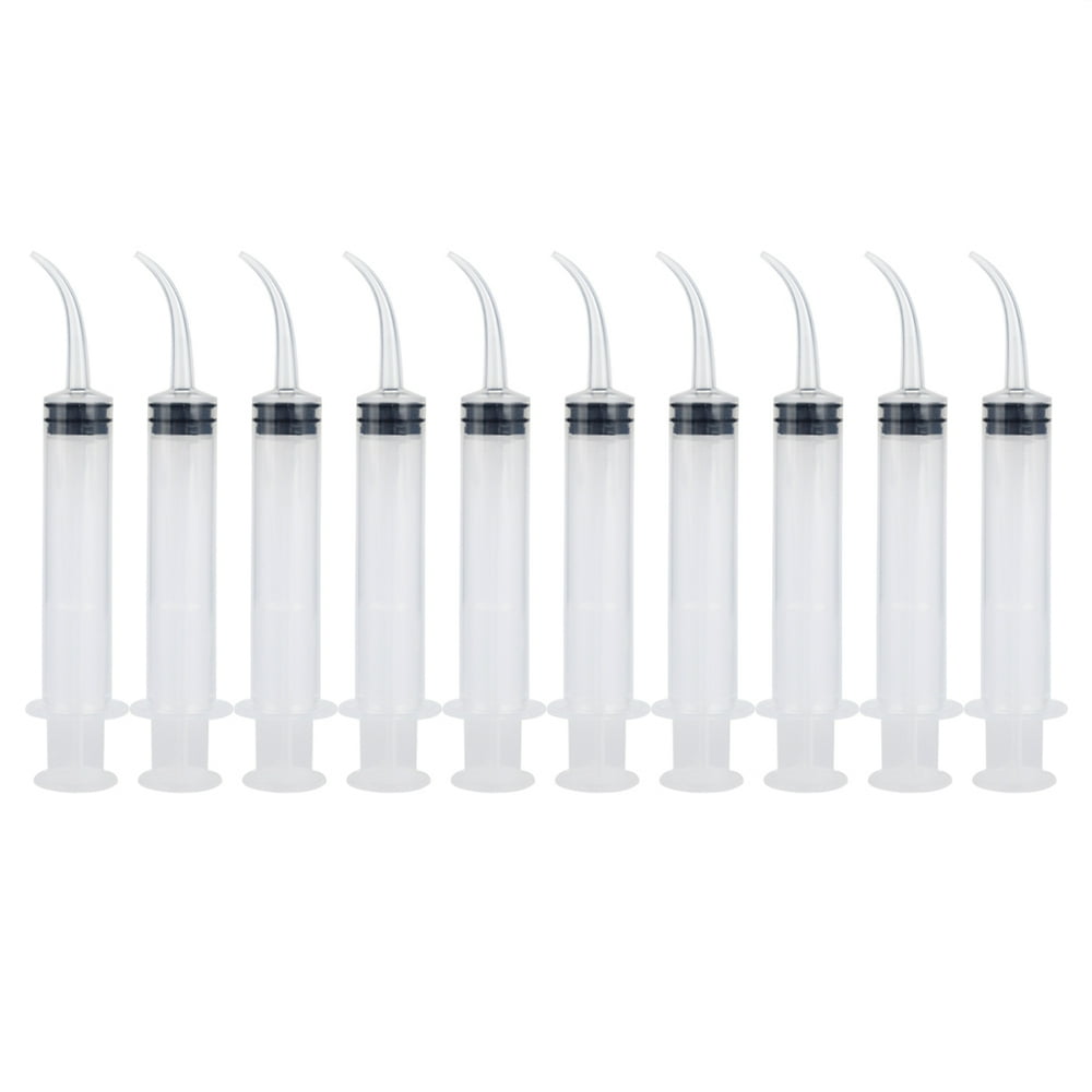YLSHRF 10Pcs Disposable Dental Irrigation Syringe Curved Tip Utility