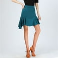 thumbnail image 2 of Ruffle Edge Latin Cha-Cha Foxtrot Jive Lindy Hop Dance Practice Skirts Blackish Green, 2 of 2