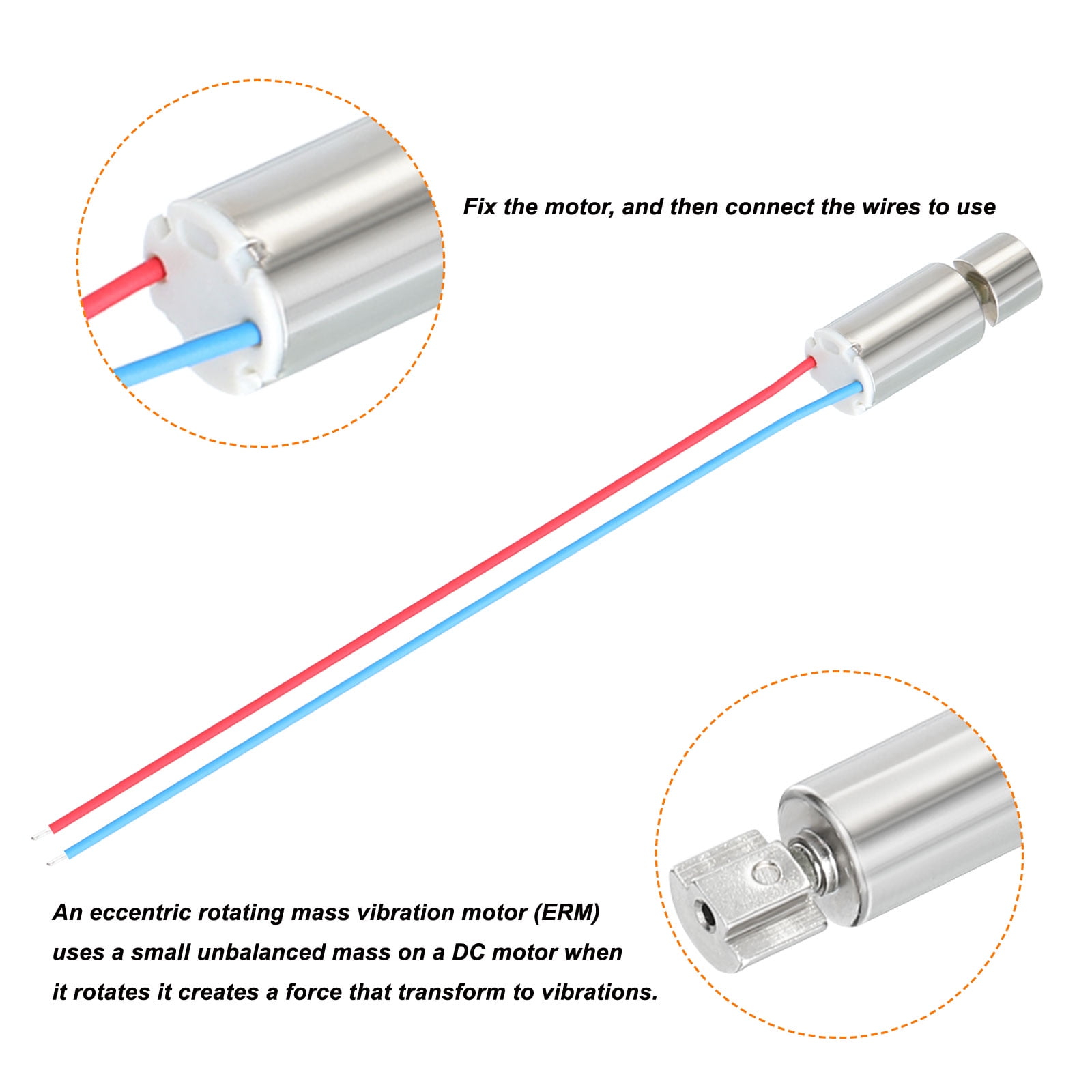 Uxcell DC3V/12000RPM Vibration Motor Eccentric Rotating Mass Electric Micro Vibrating  Motor 6mm x 10mm
