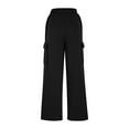 thumbnail image 4 of Women Cargo Pants Fleece Lined Wide Leg Sweatpants High Waisted Baggy Drawstring Sweatpants Winter Clothes Pant, 4 of 7
