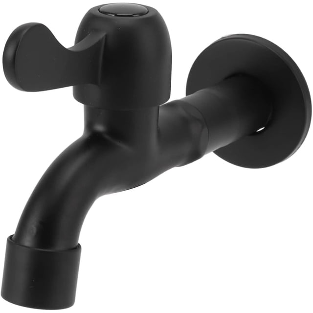 Water Faucet 304 Stainless Steel G1/2 Caliber Wall-mounted Long Style Single Cold Water Faucet Black Single Cold Water Faucet (for Mopping Pool)_Perfect Gift