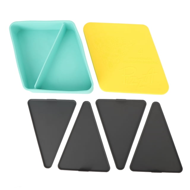 Caja de silicona para paquete de Pizza, contenedor de almacenamiento de Pizza reutilizable y calentable con forma cuadrada para Picnic, verde menta con tapa amarilla