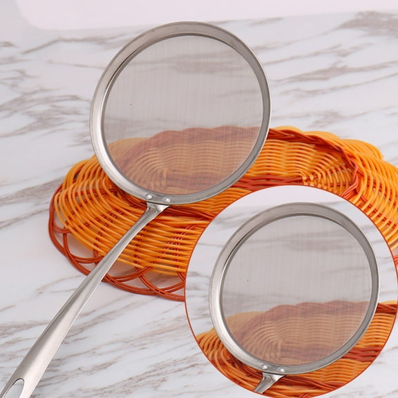 Hariumiu Kitchen Fine Mesh Skimmer Spoon, Professional Stainless Steel Hot Pot Fat Strainer for Oil Filter Skimming Grease and Foam, Durable Multi-Functional Kitchen Cooking Mesh Food Strainer Ladle