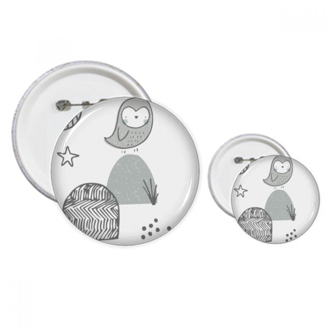 Cartoon Bird Cage pasto patrón nórdico Insignia insignia botón diseño conjunto