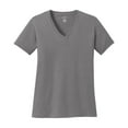 thumbnail image 4 of Port & Company Ladies Core Cotton V-Neck T-Shirt Medium Grey Medium, 4 of 5