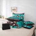 thumbnail image 5 of Manfei Western Hippie Aztec Bedding Comforter Set 7pcs for Adult, Rustic Bohemian Queen Bedding Sets, Turquoise Square Triangle Reversible Queen Sheet Sets, Ultra Soft Bedroom Decor, 5 of 7