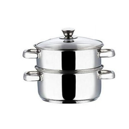 

Vinod Stainless Steel Steamer 2 Tier with Glass Lid 20 cm | 2.5 mm Thick Base | Multi Purpose Momos Modak Maker Steamer | Induction and Gas Base