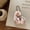 Pink checkered pony pendant with chain, variant on New Korean ins style embroidered flower pony pendant, cute bead chain keychain, versatile bag accessory