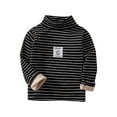 thumbnail image 2 of NAISIBABY Boys Girls Long Sleeve Tops, Soft Thicken Striped High Neck Casual Knitting Cotton Pullover Shirts Black 10-11T, 2 of 3
