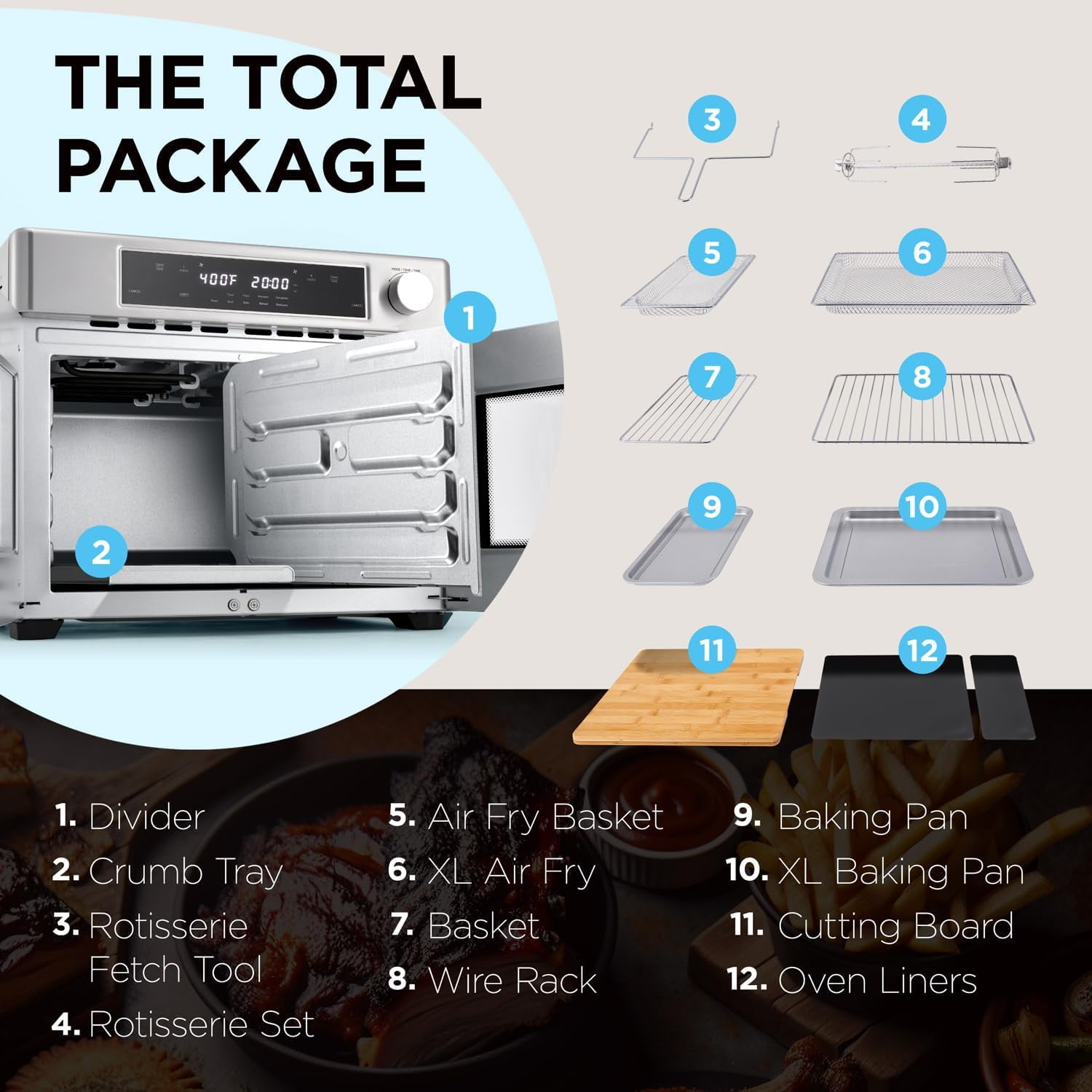 Ivation Dual Zone 10-in-1 Air Fryer & Toaster Oven - Up to 450°, 1800W Temperature Control
