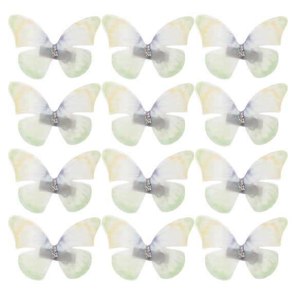 EXHUMKY Light Green Metal Crystal Butterfly Barrettes - Double Layer, Secure Hold, Versatile