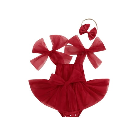 

TFFR Baby Girl Tulle Romper Dress Infant Sleeveless Strap Solid Mesh Tutu Princess Jumpsuits