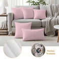 thumbnail image 6 of 2 Pack Outdoor Waterproof Throw Pillows, Minimalist Geometric Pink White Decorative Square Pillow Case Patio Pillows for Chair Couch Sofa 16x16in, 6 of 9