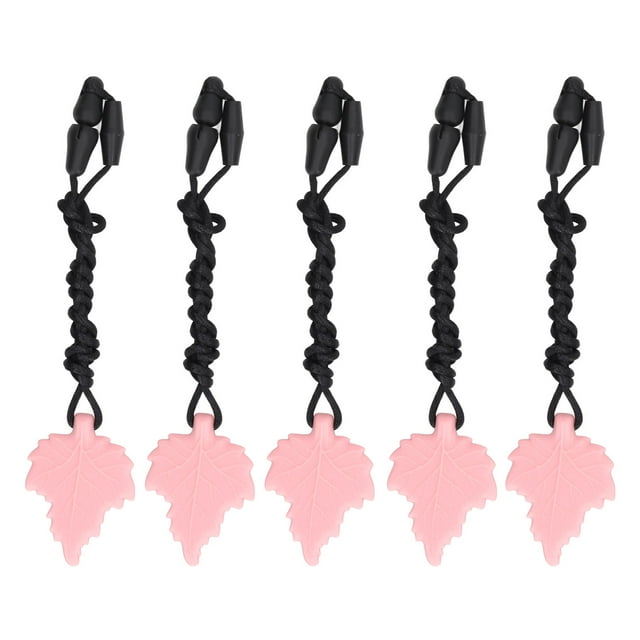 5 collares mordedores para bebé con forma de hoja de arce, alivian las molestias y ayudan a la dentición de bebés recién nacidos, color rosa claro.