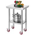 thumbnail image 1 of VEVOR Stainless Steel Table, 24 x 18 Inches Food Prep Worktable with Wheels, Kitchen Prep Table with Adjustable Undershelf Workstations for Commercial Kitchen, Restaurant, Hotel and Garage, Outdoor, 1 of 1
