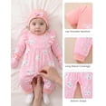 thumbnail image 3 of KIMI BEAR Newborn Baby Girl Layette Set 3-6 Months Shower Gift Sets 4 Packs Romper Pants Sets Long Sleeves Short Sleeves Bowknot Bodysuit with Hat Gloves 10pcs Pink, 3 of 7