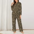 thumbnail image 2 of Vsdgher Leopard Print-1 Pajamas Set Long Sleeve Sleepwear Womens Button Down Nightwear Pj Sets-XX-Large, 2 of 7