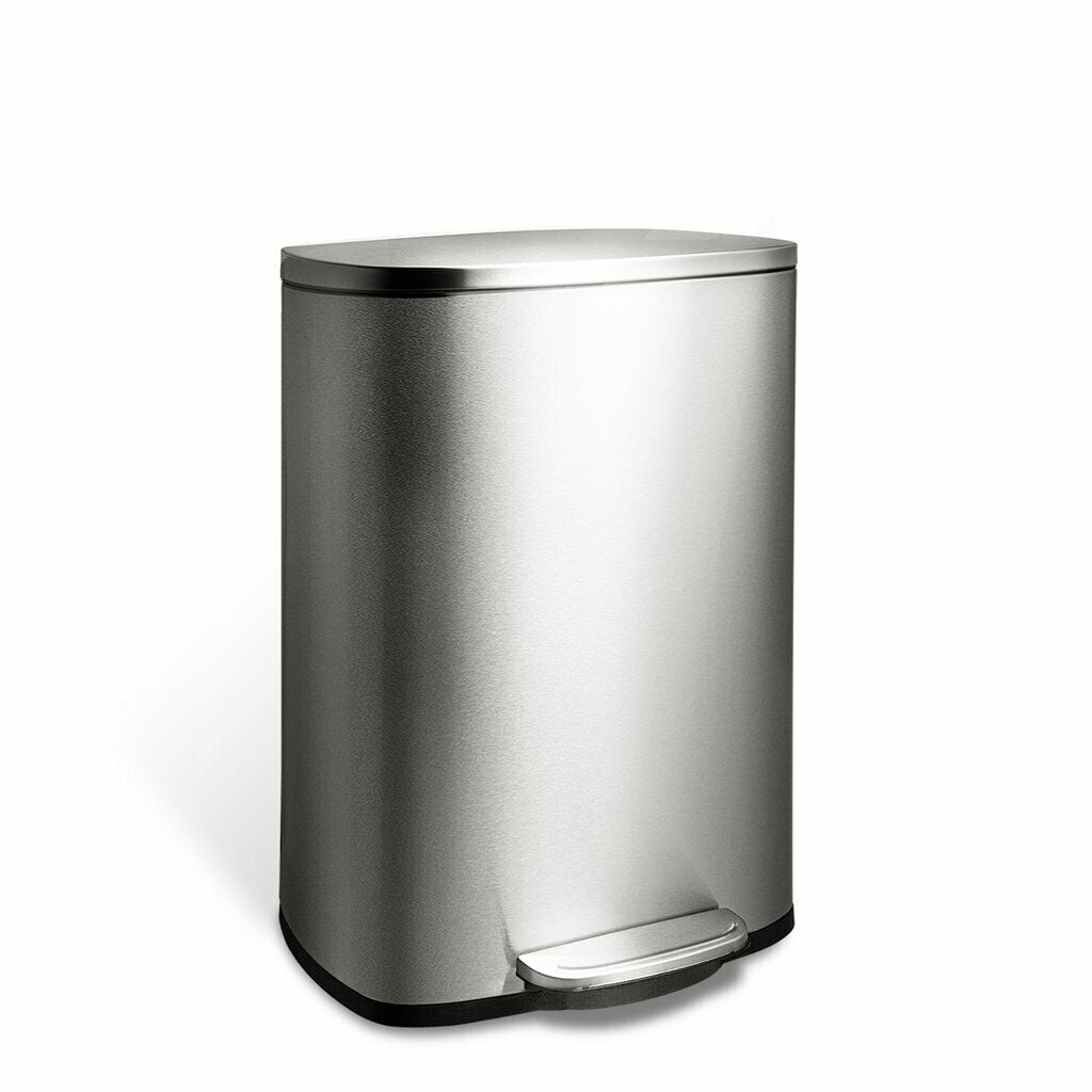 Nine Stars Automatic Kitchen Trash Can, 13 Gallon Stainless Steel, Motion Sensor Hands-Free Soft-Close Lid Garbage Bin, Silver