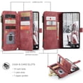 thumbnail image 2 of Wallet Case for Samsung Galaxy A53 5G, Premium Handmade PU Leather Phone Case Card Slots Magnetic Closure Zipper Pocket Kickstand Flip Case with Hand Strap - Vintage Red, 2 of 13