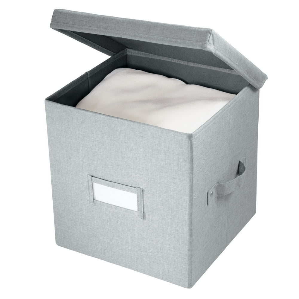 iDesign Codi Fabric Cube Storage Box Organizer, Gray, Medium Walmart