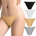 thumbnail image 4 of opolski Sexy Women Briefs Low-rise Hollow Stitching Panties Solid Color Bikini Briefs Female Strap Underpants, 4 of 8