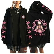 JKCIYHNEEOHP Anime Kamado Nezuko Zip-up Hoodie Kamado Tanjirou Agatsuma Zenitsu Unisex Sweatshirt Demon Slayer Harajuku Cardigan