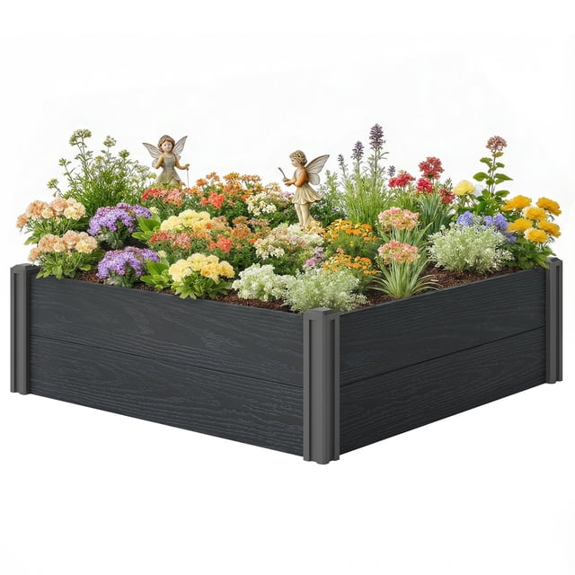 Outsunny Kit de Jardinière Surélevée en Vinyle, Bac de Jardin Surélevé 3 x 3 x 1 Pi