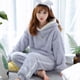 thumbnail image 2 of Conjuntos de pijamas de franela gruesa y cálida para mujer, ropa de dormir para el hogar, conjunto de pijamas de invierno, 2 of 5