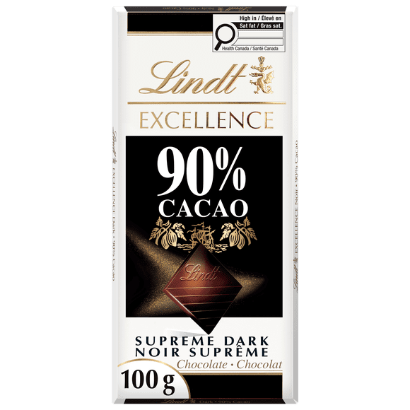 Lindt EXCELLENCE 90% Cacao Dark Chocolate Bar, 100 Grams