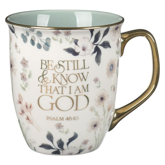 Mug Teal Floral Be Still Ps. 46:10, (Hardcover)