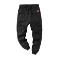 thumbnail image 4 of Opperiaya Men Solid Color Cargo Trousers Loose Fit Drawstring Waist Long Pants, 4 of 6