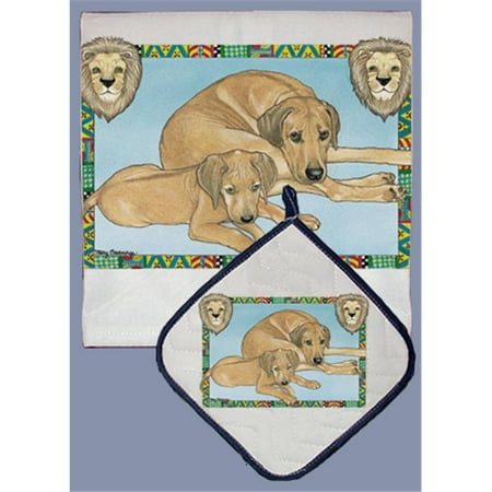 Pipsqueak Productions DP858 Dish Towel and Pot Holder Set - Rhodesian Ridgeback