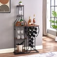 thumbnail image 2 of 11 Bottle Wine Bakers Rack, 5 Tier Freestanding Wine Rack with Hanging Wine Glass Holder and Storage Shelves, Wine Storage Home Bar for Liquor and Wine Storagefor Kitchen, Dining Room, 2 of 6