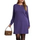 thumbnail image 2 of UVN Vestidos para Mujer Otoño Invierno Manga Larga Cuello Redondo Casual Jersey Sudadera Vestido con Abertura Lateral, 2 of 8
