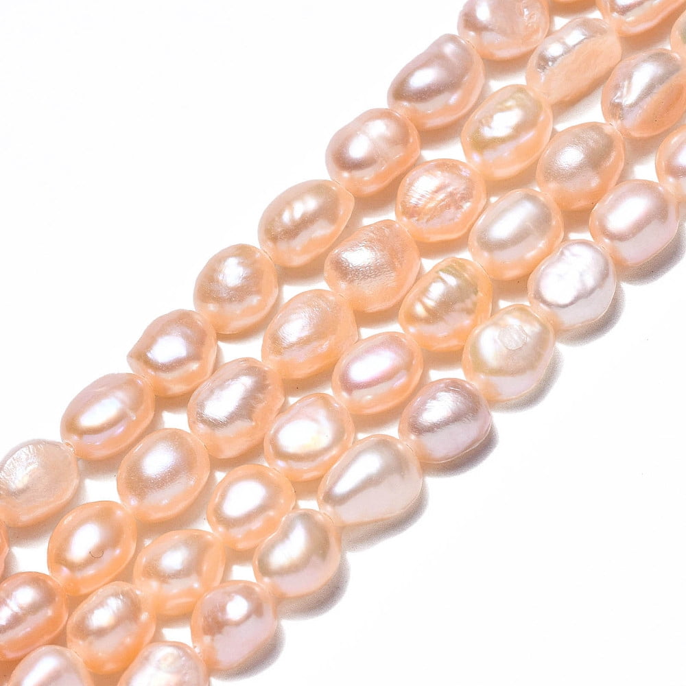 2strands Natural Cultured Freshwater Pearl Beads Strands Two Sides Polished Wheat 6~9x5~6x5~6mm Hole 0.6mm about 49~50pcs/strand 14.17 inch~14.57 inch