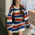 thumbnail image 5 of Lnzyyephy Women’s Casual Long Sleeve T-shirt Fashion Stripe Printing Round Neck Loose Pullover Tops, 5 of 6