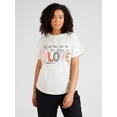 thumbnail image 1 of Camiseta con estampado gráfico de San Valentín, manga corta, cuello redondo, informal, para verano y primavera, ropa de mujer, 1 of 6