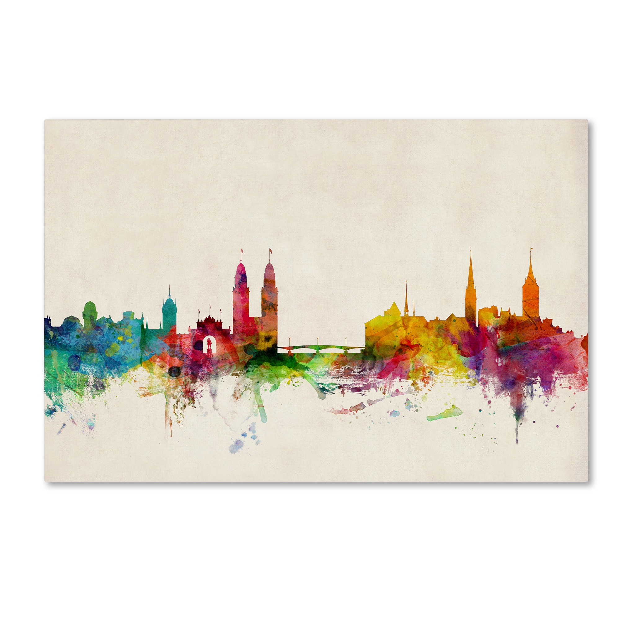 Trademark Fine Art "Zurich Switzerland Skyline" Canvas Art by Michael Tompsett
