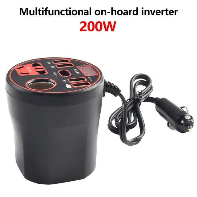 Car Power Inverter 12V/24V To Dc220V Converter Charger Socket Fast Charger Red