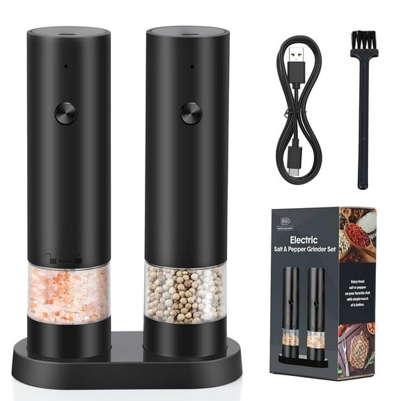 Blusmart Electric Salt and Pepper Grinder Set, Adjustable Coarseness, Automatic Grinding, with Rechargeable Base, 2 Pack