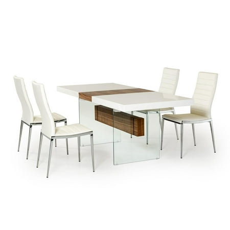 Contemporary White Walnut Extendable Dining Table Set 7 Pcs Vig Modrest Sven Contemporary White Walnut Extendable Dining Table Set 7 Pcs Vig Modrest Sven