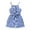 Blue, variant on FINALGANG Girls Kids Solid Color Striped Spaghetti Strap Romper With Tie Waist Ruffle Hem For Summer Casual Daily Wear Blue 5-6 Years