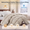 thumbnail image 2 of Unikome Heavyweight Goose Down Feather Fiber Comforter, Natural Filling Warm Quilted Comforter with Baffle Box Design, Soft Quiet Fabric, Cal King 108 x 94 inch,Cream, 2 of 9