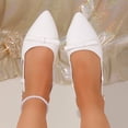 thumbnail image 4 of Hurxie Women's Kitten Heels Pointed Toe Slingback Dress Pumps Shoes White, 4 of 7