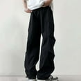 thumbnail image 6 of Rhuody Mens Pants Cargo Pants Summer Loose Fit Streetwear Straight Leg Trousers Workout Joggers Slacks Active Bottoms Lightweight Outfits Black L, 6 of 6