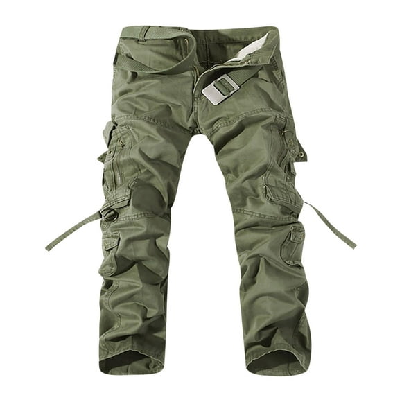 jsaierl Men's Solid Cargo Pants Loose Fit Outdoor Combat Straight Pant Tactics Hiking Cargo Trousers with Multi Pockets Fashion Hippie Regular Fit Fall Winter Outdoor Casual Long Pants