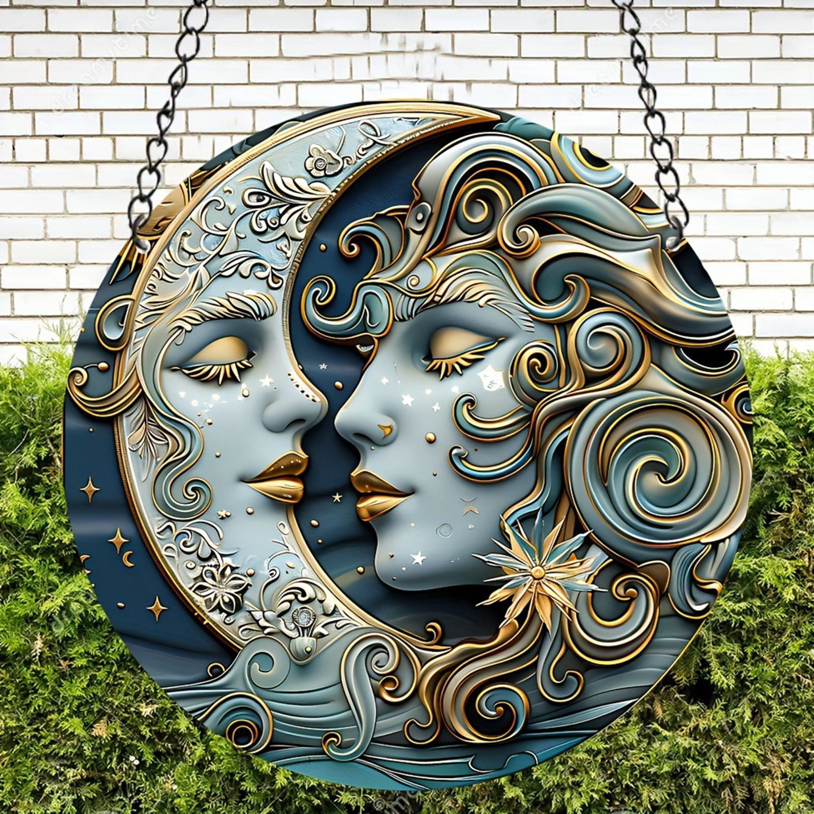 Moon Acrylic Window Hanging, Sun Moon Eclipse Celestial Decor