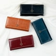 thumbnail image 2 of Cartera de mano larga para mujer Cartera de cuero encerado con aceite estilo vintage europeo y americano Cartera para múltiples tarjetas para mujer, 2 of 6